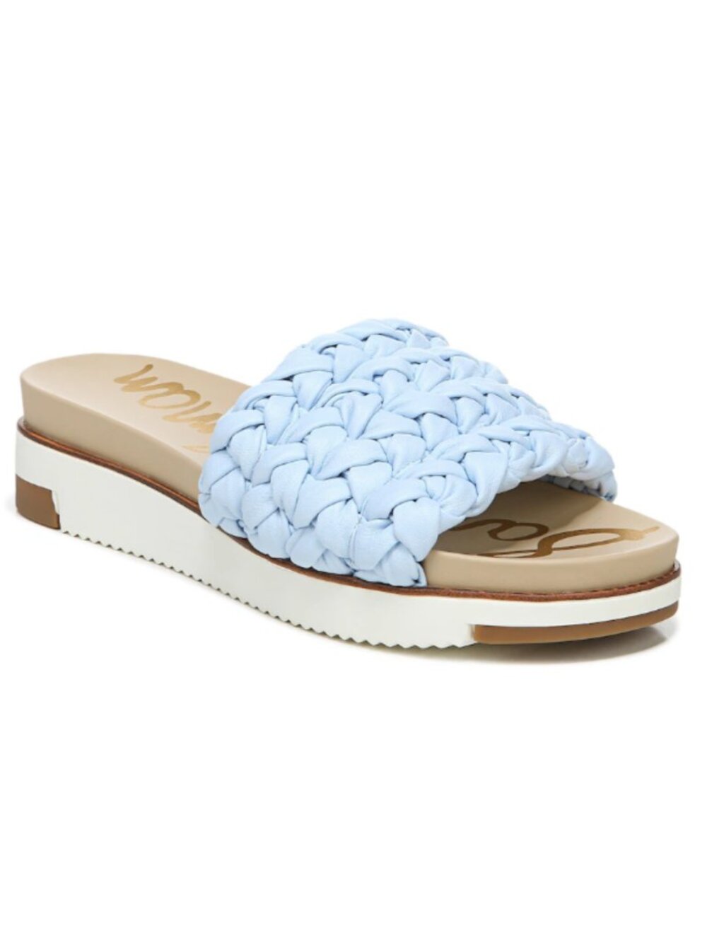 Sam Edelman Light Blue Braided Slide Sandals with White Platform